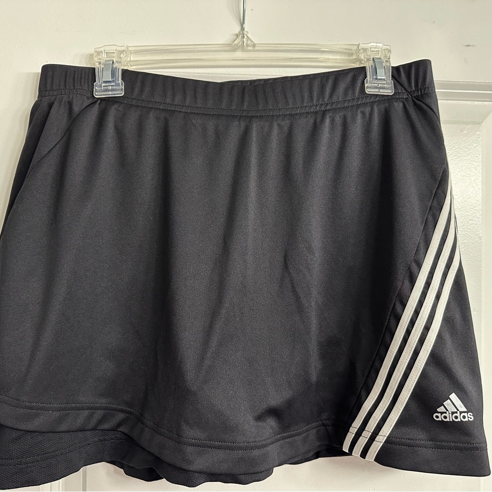 Adidas Black Skirt with White Stripes. Large. Tennis golf shorts attached